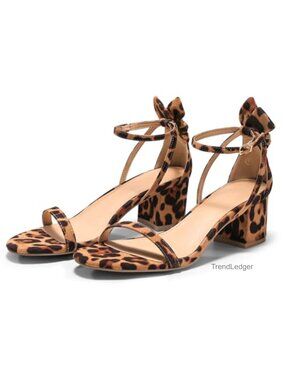 Womens Chunky Low Heel Open Toe One Strap Sandals Faux Suede Bow Ankle Strap